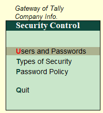 Security Control and Password in TallyERP9